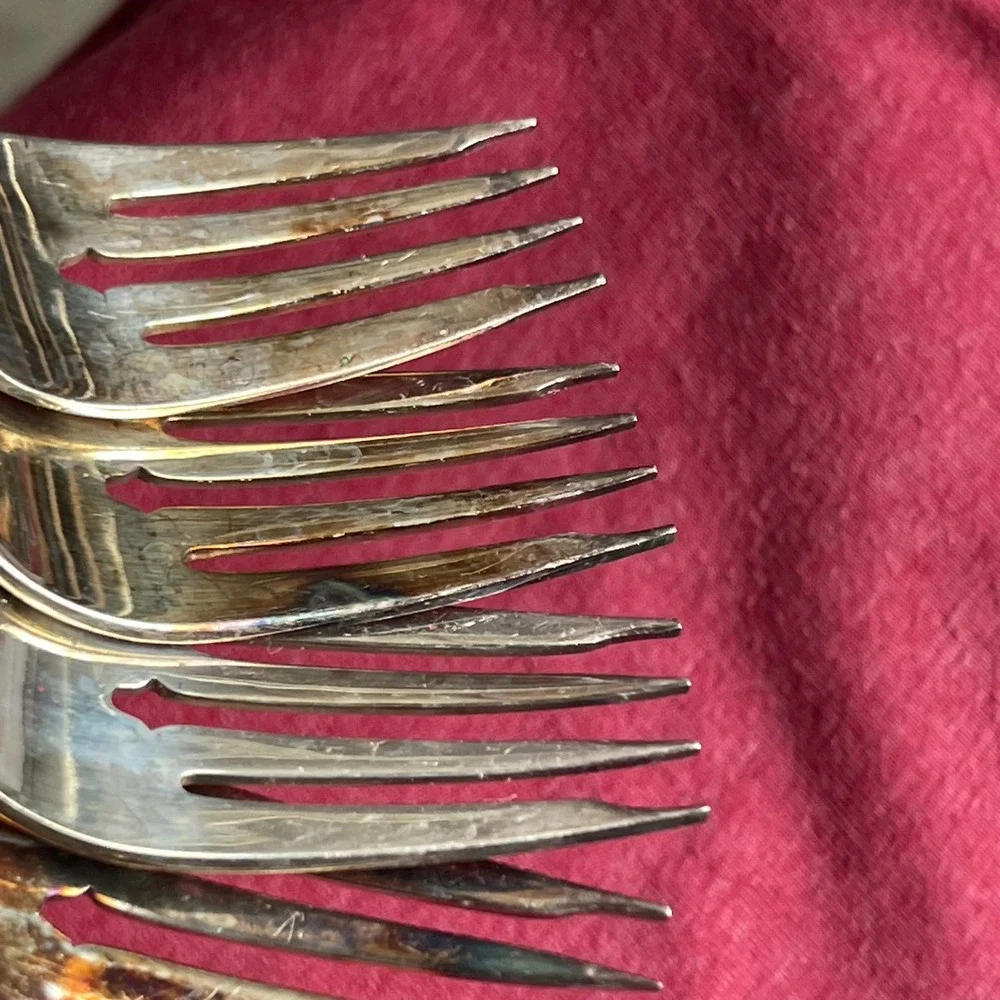 Vintage  Silverplate Dinner Forks Ornate Floral Scroll Pattern Set of 4